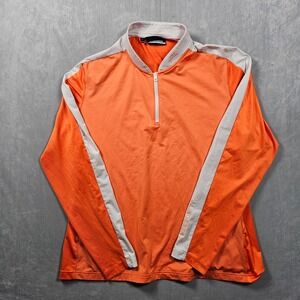 J. Lindeberg Sweatshirt Mens XXL Orange White 1/4 Zip Performance Pullover Golf